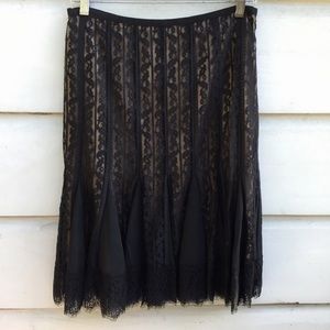 Ann Taylor LOFT black lace tulip skirt 4 Petite